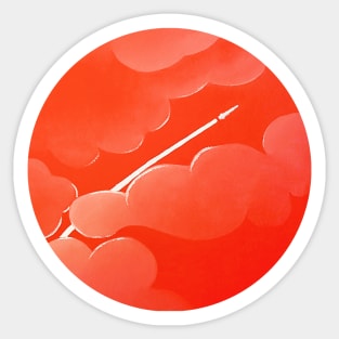 Rocket in Red Sky Sticker